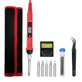 80W数显红色电烙铁家用焊接调温工业级电焊笔维修工具套装