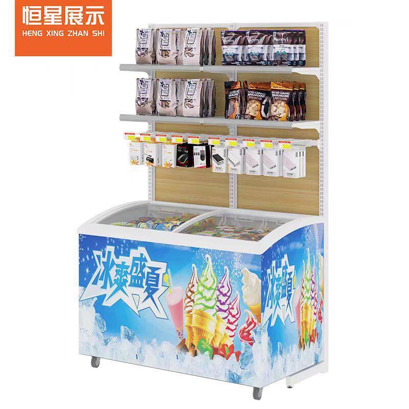 超市便利店雪糕柜货架冰柜冰箱上方展示架饮料置物架子小卖部冷饮