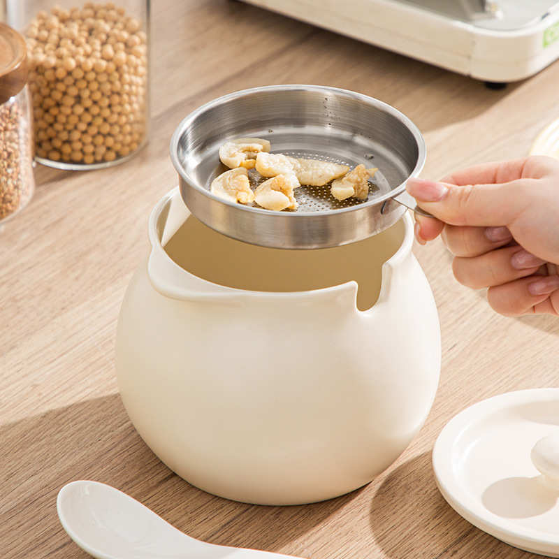 猪油罐陶瓷耐高温双耳家用带盖辣椒罐子厨房油泼辣子荤油批发