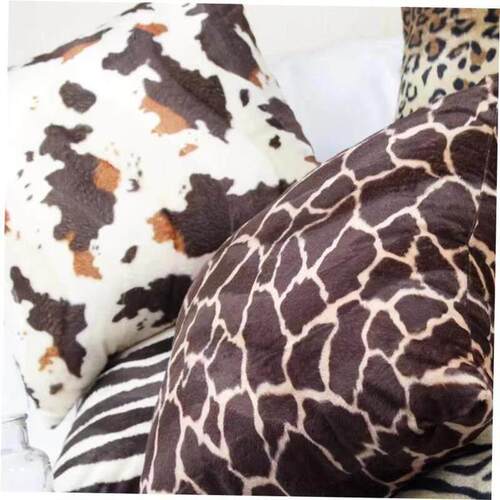 短毛绒豹纹动物纹虎纹家居印花毛绒沙发靠枕套 pillow cover case
