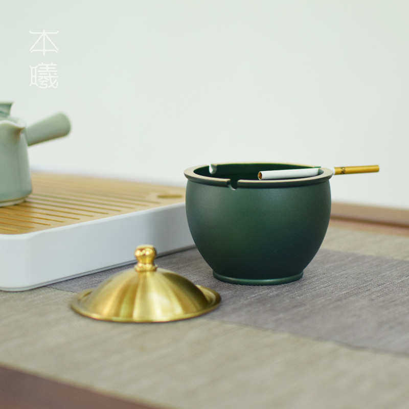 黄铜烟灰缸家用客厅茶几防飞灰带盖欧式奢华高档创意个性复古烟碟,节庆用品/礼品,时尚烟灰缸,淘宝优惠券,粉丝福利购,淘宝优惠卷