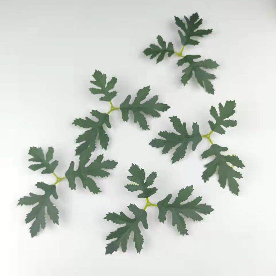 工艺仿真花叶子三叉菊花叶制作丝网花菊花叶仿真菊花叶子