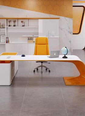 轻奢漆老桌班台总裁桌大时尚个性办UEQ板公桌烤简约现代经理桌主