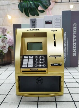 英文atm自动存取款机储蓄罐 密码智能真人语音柜员机新存钱罐跨境