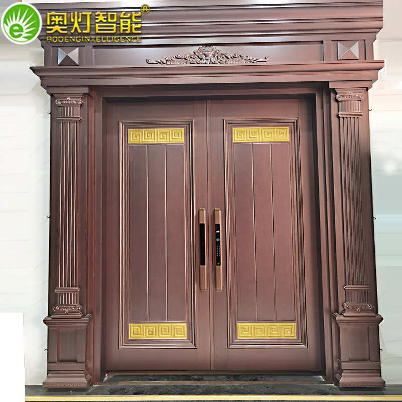 奥灯加长别墅智能锁双开门指纹锁四开门电子密码锁自建房防盗门锁