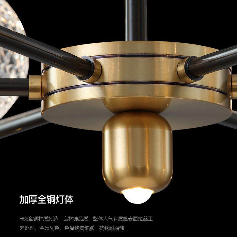 现代全铜水晶吊灯卧室客厅大堂极简约大气轻奢高档设计师灯具