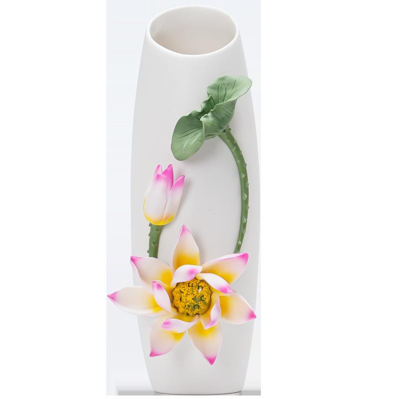 非遗手工荷花花瓶莲花摆件家居办公室餐桌柜子高端轻奢装饰工艺品
