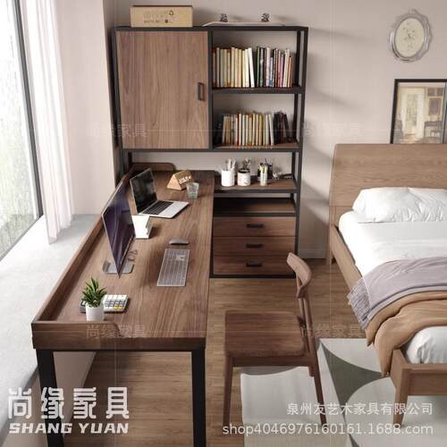 实木转角书桌书卧架用室双YYMJJ人拐角长条学习桌家l型电脑桌书柜