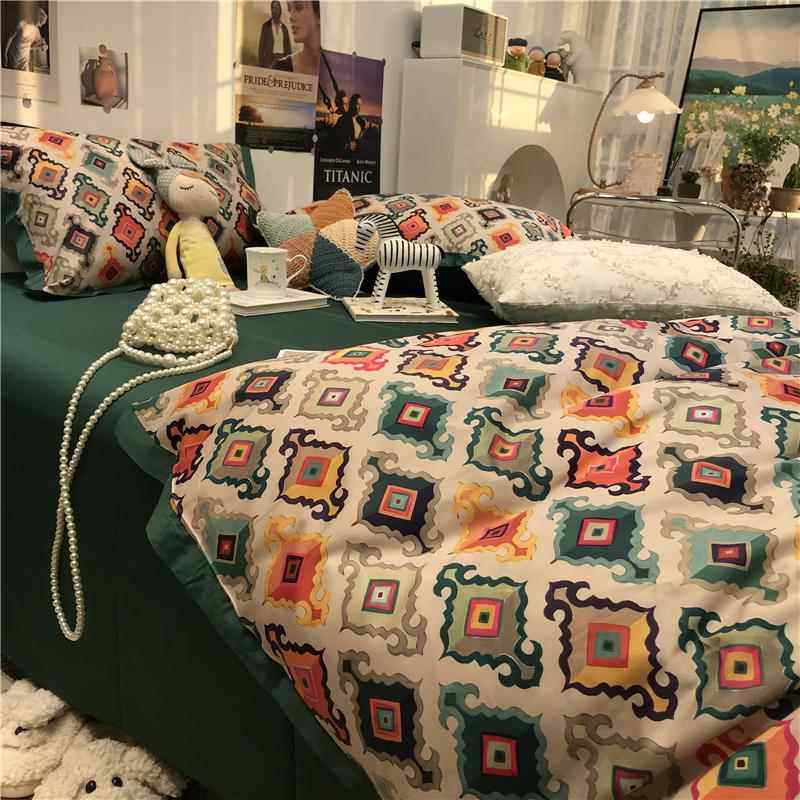 高档欧美式丝滑60s长绒棉床四件套全棉被套1.5纯m1.8米床单棉简约