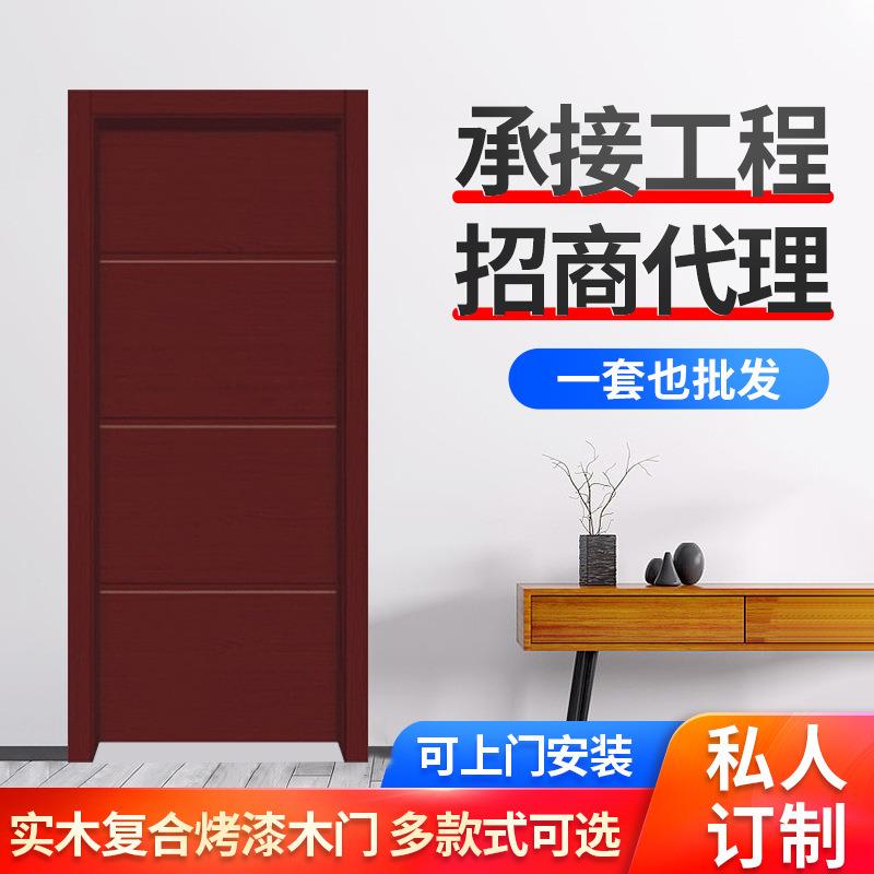 书房黑胡桃色木门 原木室内门 新款时尚木门静音