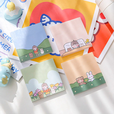 ins便利贴可爱卡通少女便签N次贴