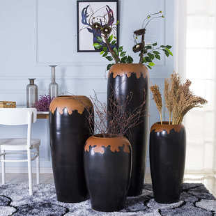 手工制作景德镇陶瓷花瓶四件套落地大花瓶 简约大号陶瓷花瓶摆件