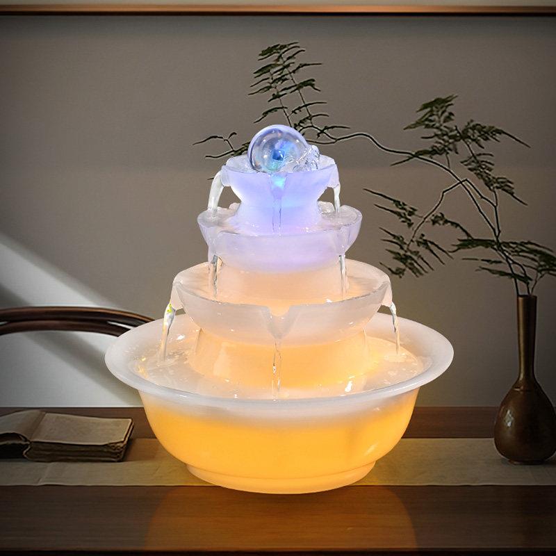 桌面流水摆件招财循环水景鱼缸客厅办公室小众高级感风水轮装饰品