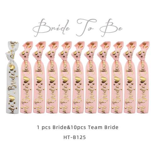现货teambride婚礼手环单身派对腕带烫金印刷松紧带