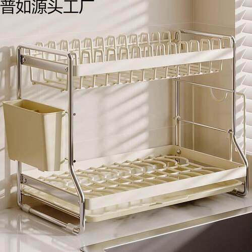 碗碟收纳架家用多功能台面置物架双层碗架厨房砧板筷子碗盘沥水