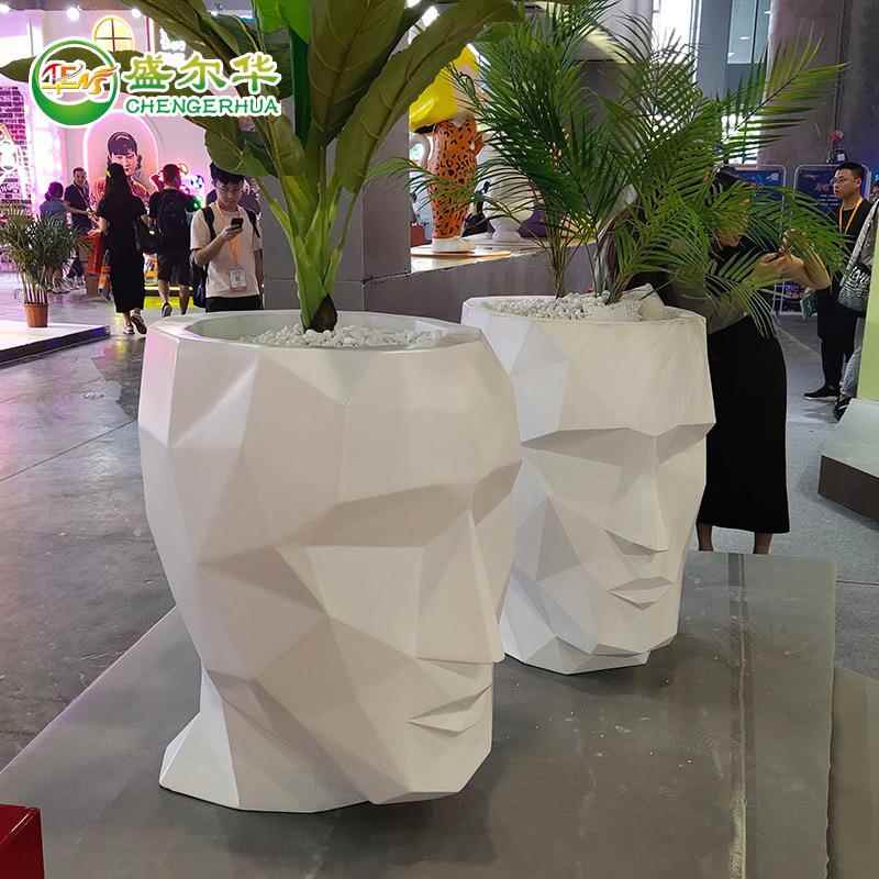 创意商场酒店客厅样板房KTV玻璃钢花盆户外落地花器花瓶花钵花缸