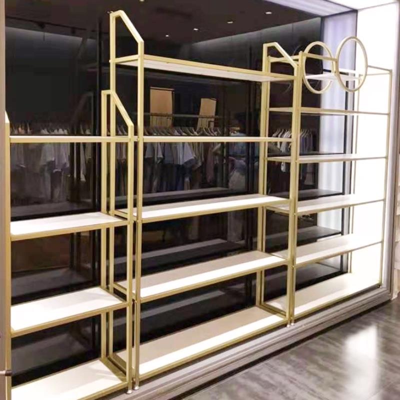 鞋店鞋架展示架上墙商用陈列服装高档店铺商用货架落地金组合定制