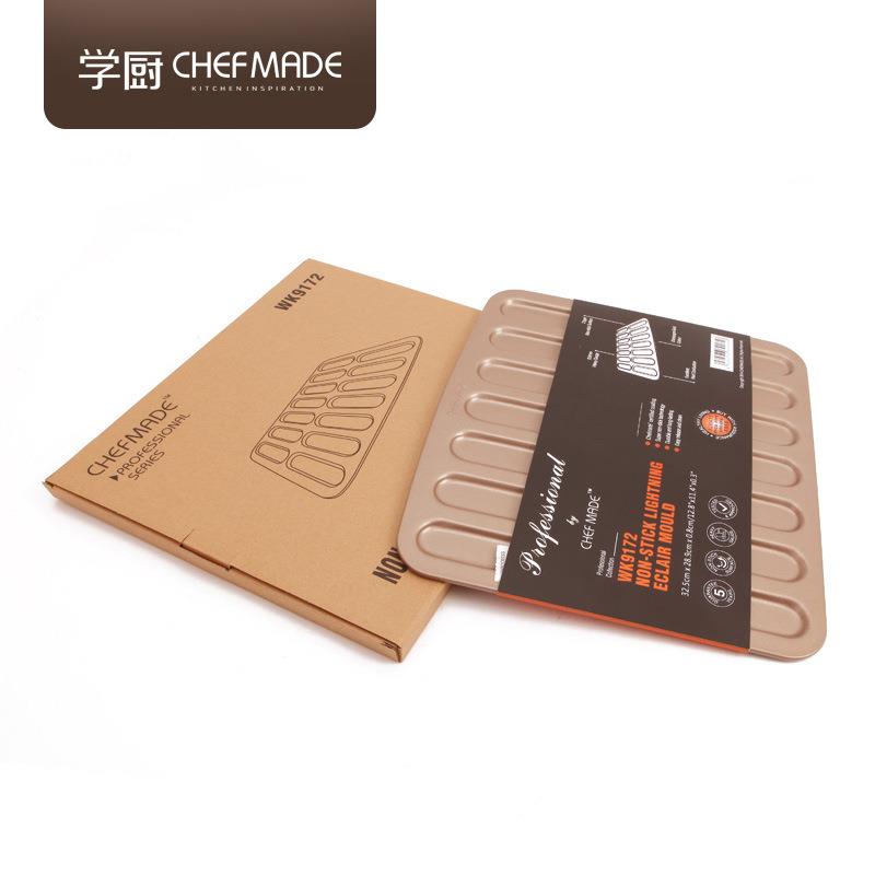 学厨闪电泡芙模不粘14连长条形手指曲奇饼干模烤箱用烘焙模具