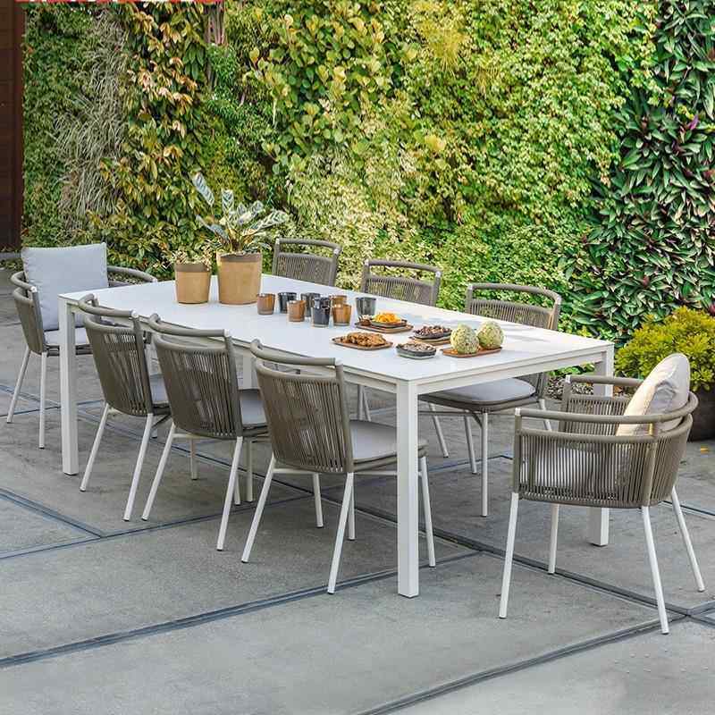 室外675庭院阳台户外沙发茶几北欧休闲防绳金编铝水合岩板沙发茶,住宅家具,户外沙发,淘宝优惠券,粉丝福利购,淘宝优惠卷