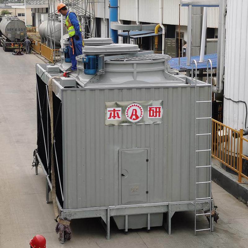 制冷设备方形横流玻璃钢冷却塔低噪音冷却水塔水泵电控箱降温水塔