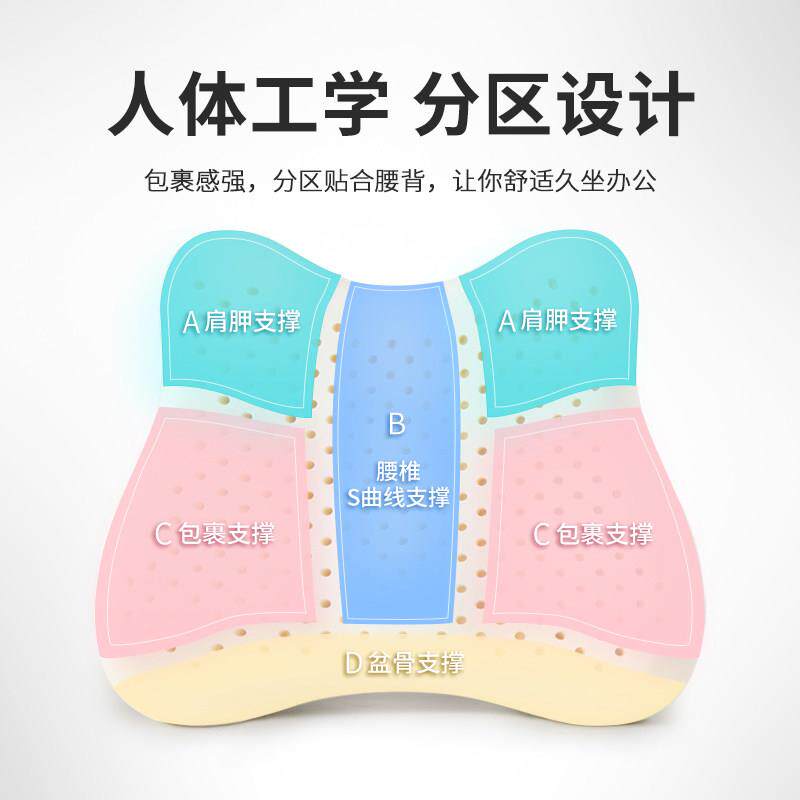 泰国乳胶垫子公室腰靠久坐护腰神靠器孕妇腰枕办TMSDYK-2靠背垫汽
