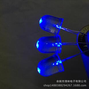 供应直插LED灯珠直插发光二极管F8圆头长脚高亮兰光灯珠