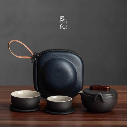 正品器 黑陶旅行具套装一二杯快客杯壶茶户外便携式随身氏泡茶壶