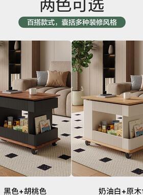 发奶油风可移茶几升边几客厅家用小推车边桌小动户型C07降原木沙g