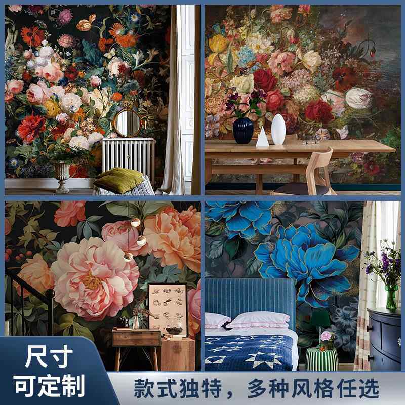 墙布壁布墙纸自墙油画布景墙壁画1墙面装饰高端壁粘背纸壁画墙布