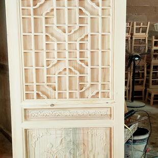 仿古门窗实木花格中门镂空雕花门格栅门屏式 KWM现货 风隔断老门式