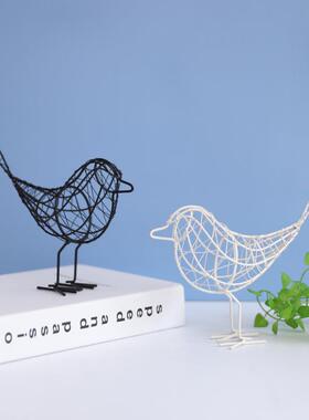 直销新款北欧田园铁艺小鸟摆件铁艺线条简约风创意礼品金属工艺品
