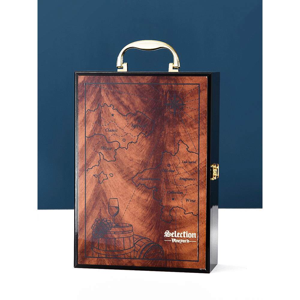 烤漆木盒红酒包装礼盒单双支空盒高档加厚红酒盒定制葡萄酒箱盒子