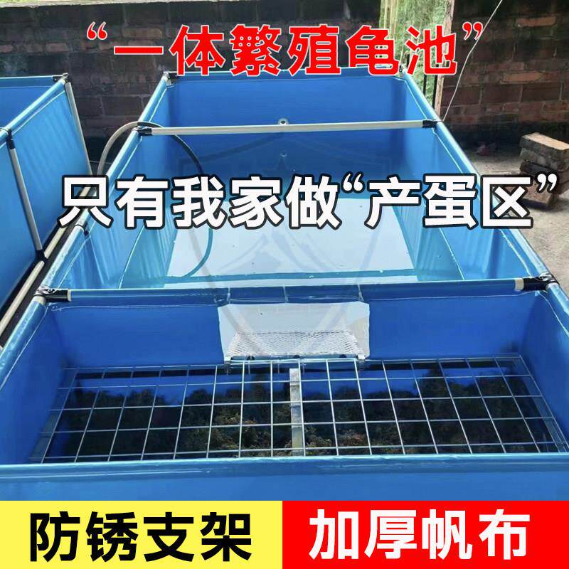 加厚帆布龟池鱼池水池养殖箱帆布鱼池带支架水池防水布龟池帆布池