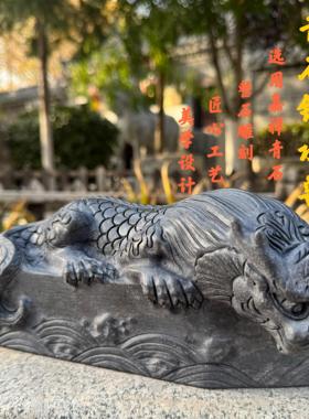 镇水兽石雕吸水兽蚣蝮石头吸财兽门口摆件招财纳福门墩避水兽青石
