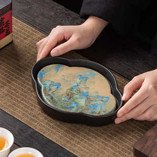 陶瓷吸水壶承茶盘干泡盘家用简约小型号茶台紫砂壶养壶茶托盘杯垫