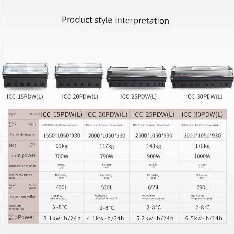 Aucma熟食冷藏陈列柜鲜肉保鲜柜商业红烧肉冷盘柜水平订购鸭脖柜