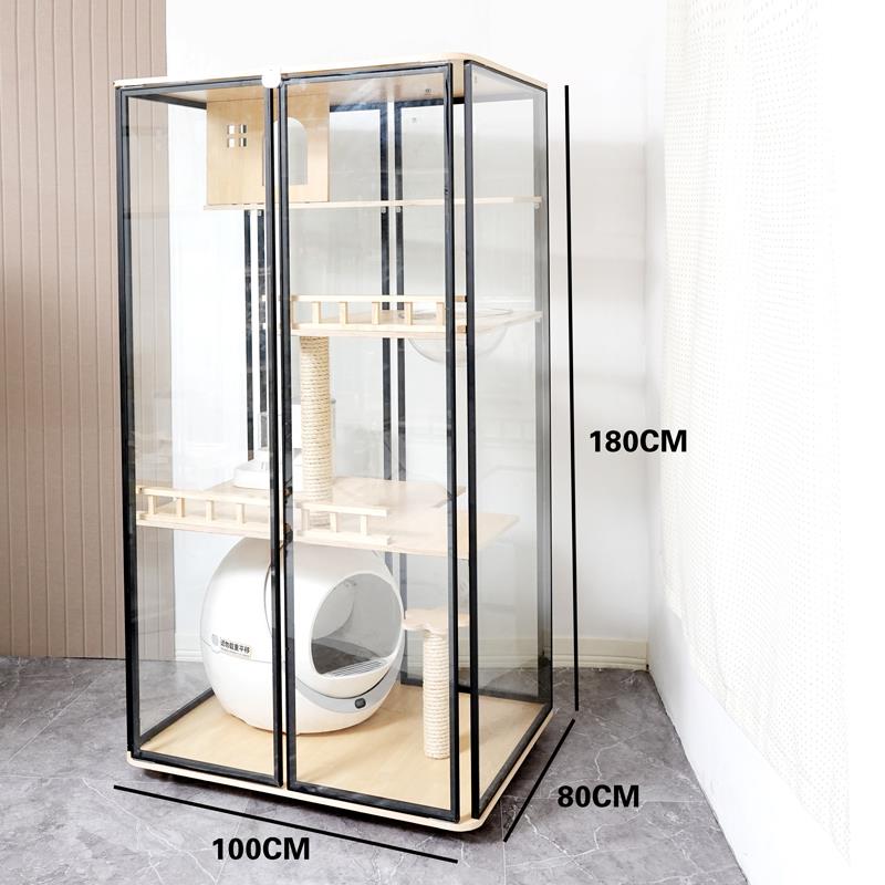 正品猫猫窝别墅家用猫笼型子实木玻猫咪别墅大室内猫柜全景豪华璃