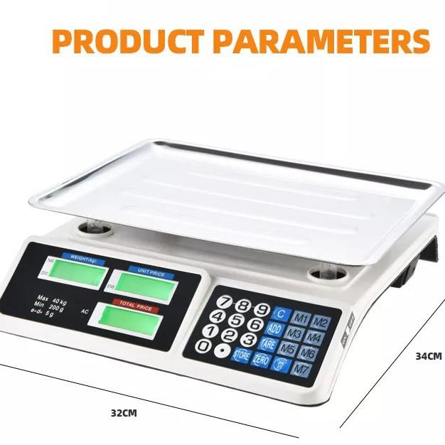 电子秤英文30kg电子秤商用40kg卖菜电子秤台秤超市秤计价秤