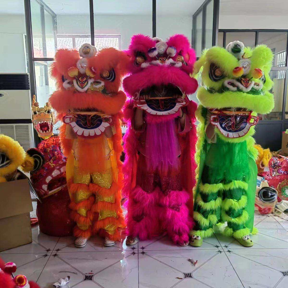 舞狮道具成人款单人披风舞狮澳洲羊毛佛装南狮舞台表演用品