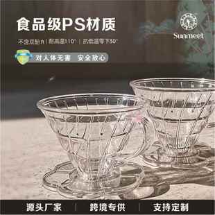 大号锥形手冲咖啡滤杯 过滤器咖啡具 V60透明过滤杯小号螺纹滴漏式