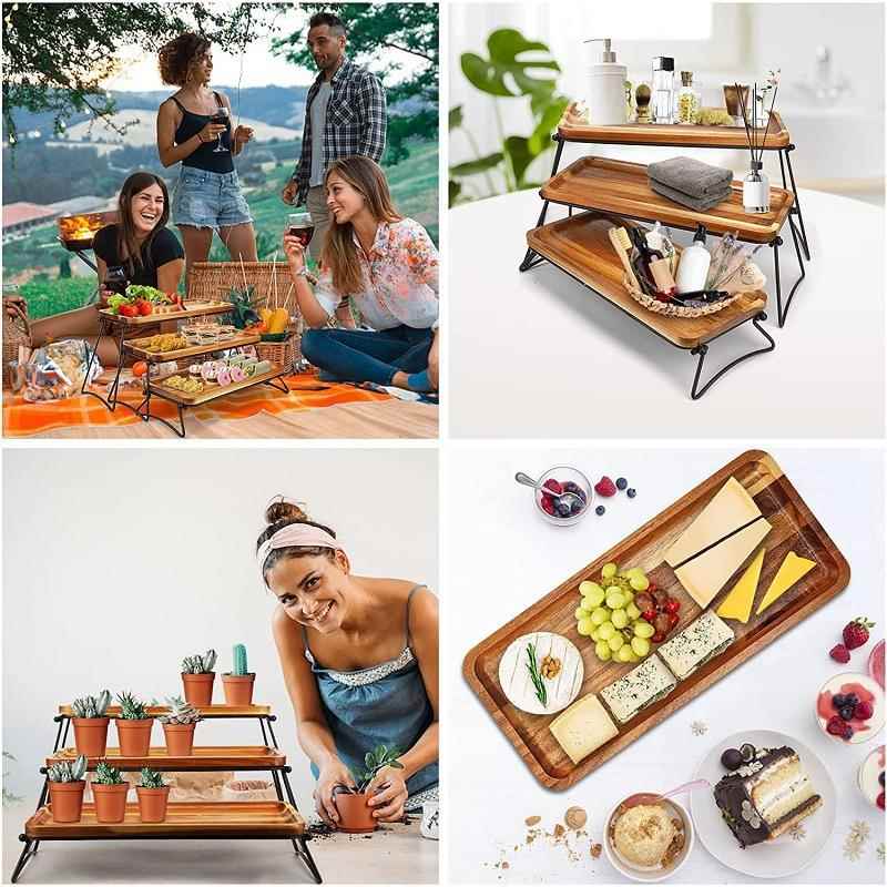 相思木置物心架铁框架可改竹餐户盘架外层三食物摆544放木质点收