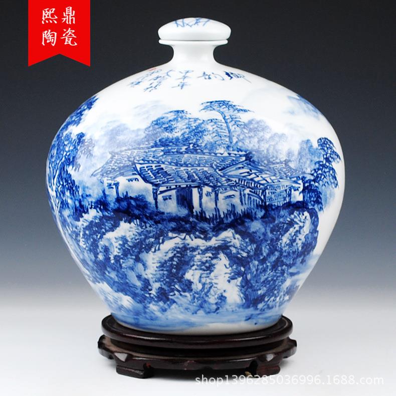 景德镇陶瓷酒瓶手绘釉下彩10斤15装斤收藏装饰摆件酒具酒坛