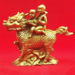 铜麒麟送子摆件观音求子龙凤招财镇宅金童玉女风水客厅桌面礼品