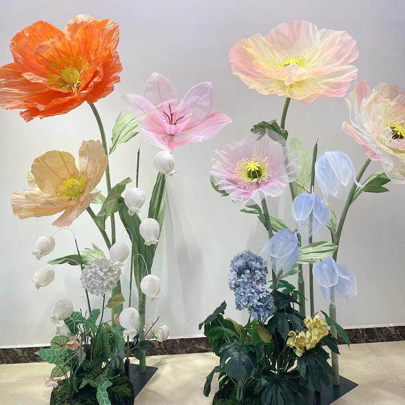 网纱花大型花艺纸花EVA仿真花假花绿植室内外户外装扮