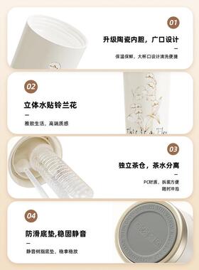 新款时尚保女温杯咖啡杯生高值顺扬陶瓷内胆吸管水颜杯子便携双饮