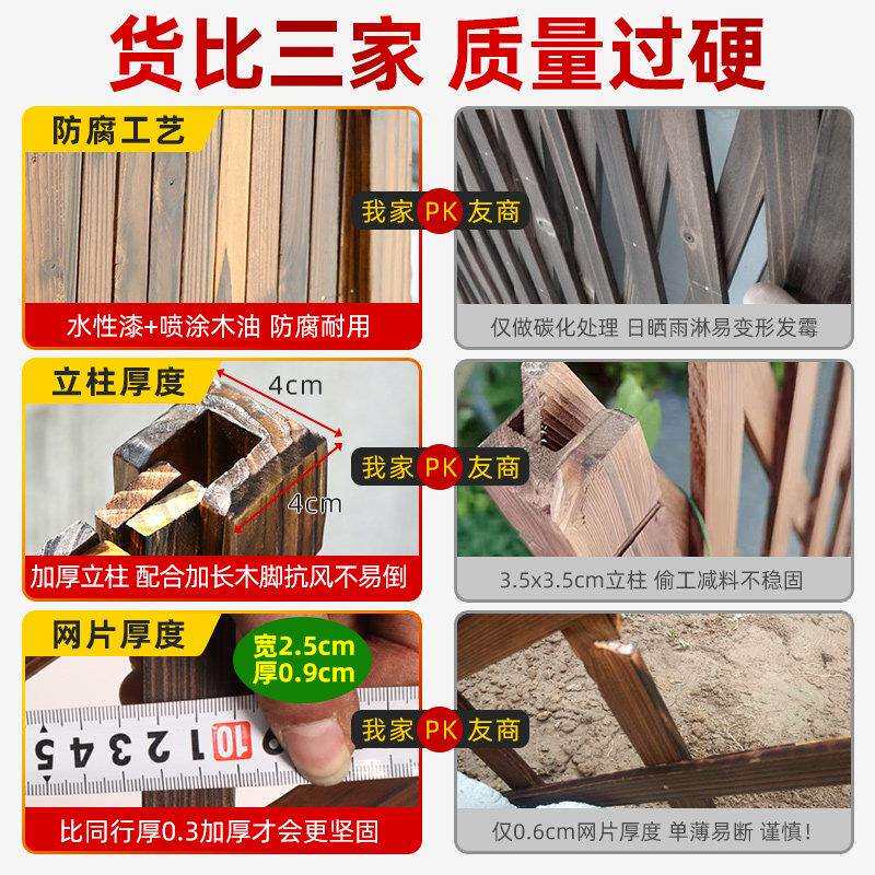 防腐木栅栏围栏栏木篱笆碳化宠物护栅栏外网格户01花架断隔伸缩拉