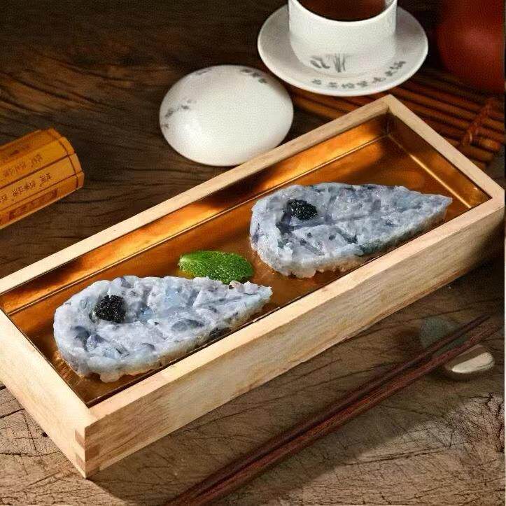 木制长条盒子特色火锅店黑虎虾滑餐具创意手切鲜牛羊肉吊胗花盘子