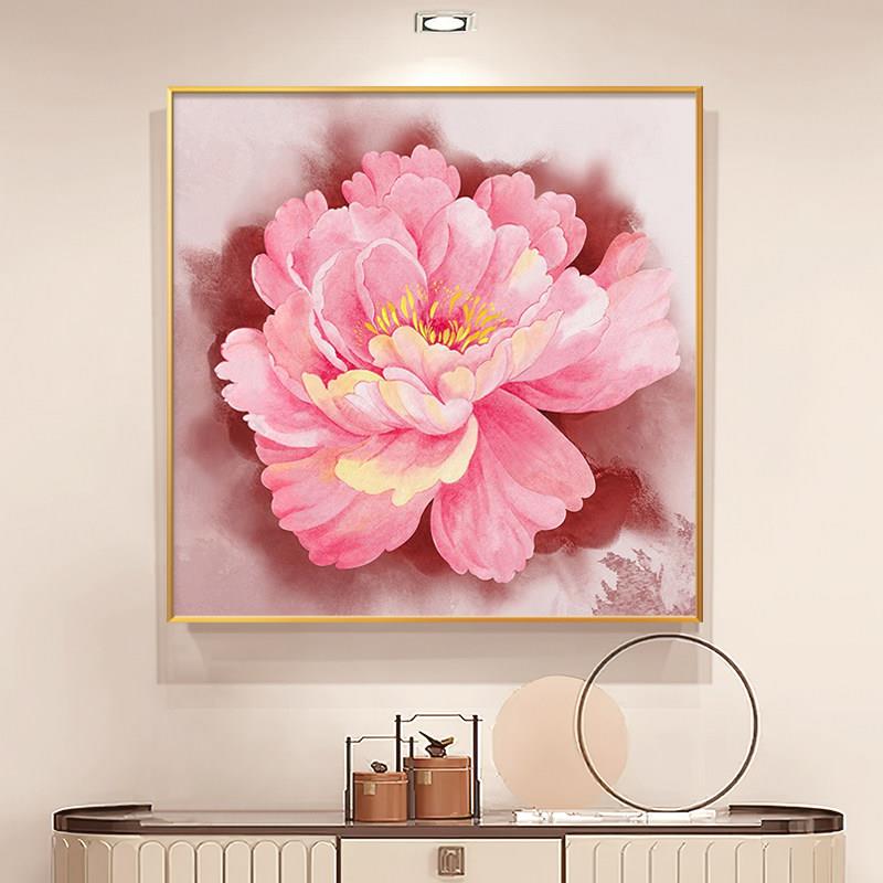 牡丹花挂画 画现代轻奢饭厅装饰画 画高级感客厅卧室床头玄关画