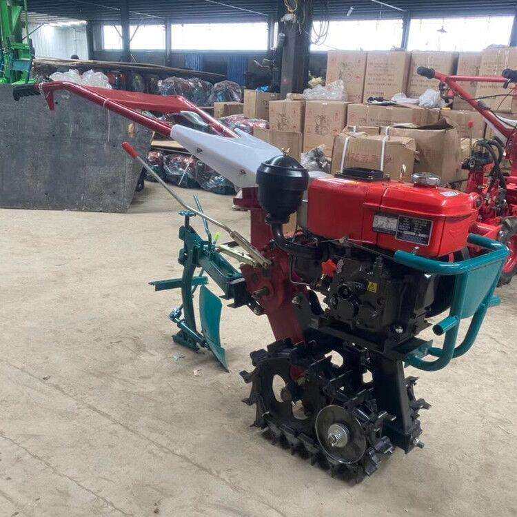 新型双履带式田园播种施肥耕耘机小型汽油柴油手推式旋耕犁地机