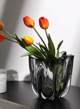 创意明落地玻关璃大花AL651876瓶摆透件插面花简约客厅玄桌家居装